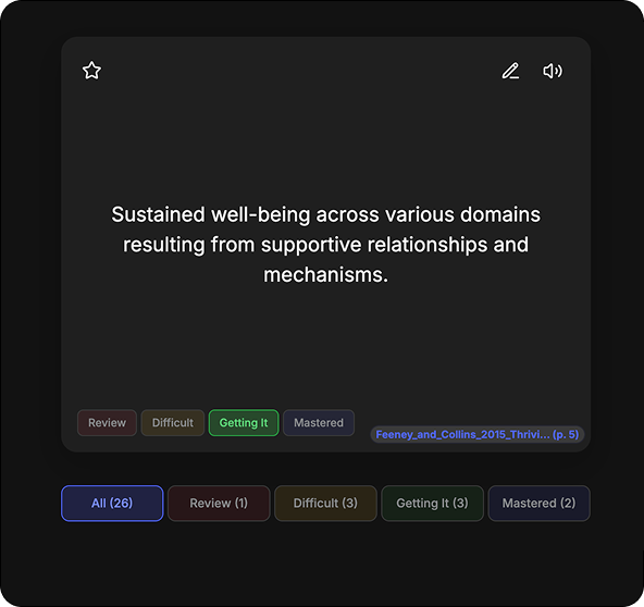 Flashcards feature