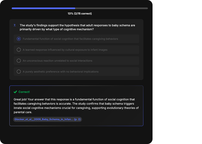 Quizzes feature